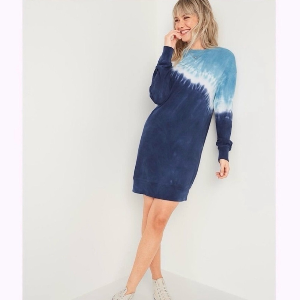 Old Navy Tie Dye French Terry Sweatshirt Shift Shirt Dress boho indie hippie XXL